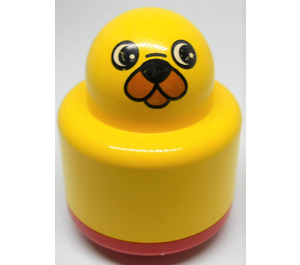 LEGO Amarillo Primo Circular Rattle 1 x 1 Ladrillo con Rojo Base y Animal Cara (31005)