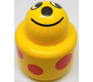 LEGO Yellow Primo Round Rattle 1 x 1 Brick with Red Spots and Face Pattern (31005)