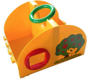 LEGO Gelb Primo Storage Tub mit Runden oben mit Elephant und Baum Muster