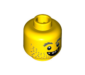 LEGO Yellow Prospector Head, One Missing Tooth, One Golden Tooth, Stubble Beard (Recessed Solid Stud) (3626 / 18193)