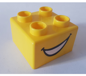 LEGO Yellow Quatro Brick 2x2 with Open Mouth Pattern (48138 / 50256)