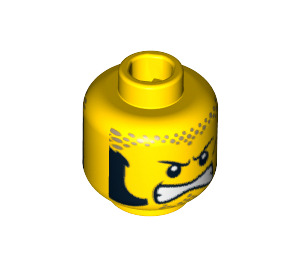 LEGO Geel  Racers Hoofd (Verzonken Solid Stud) (14077 / 90042)