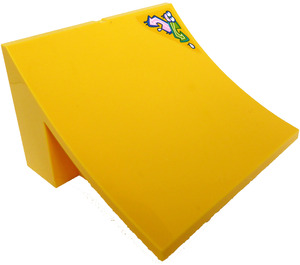 LEGO Yellow Ramp 8 x 8 x 4 Curved Stuntz with Decoration in the Upper Right Corner Sticker (75538)