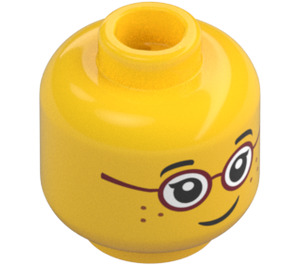 LEGO Gul Röd Glasögon Minifigur Huvud (Infälld solid knopp) (3626 / 26882)