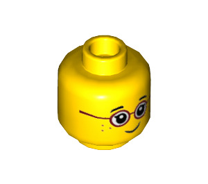 LEGO Geel Rood Glasses Minifigure Hoofd (Verzonken Solid Stud) (3626 / 26882)