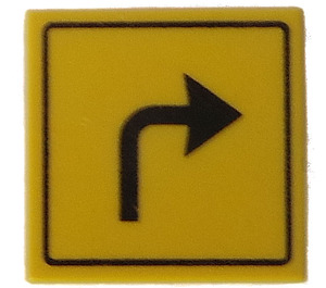 LEGO Yellow Roadsign Clip-on 2 x 2 Square with Arrow 'Turn Right' Pattern with Open 'U' Clip (15210)