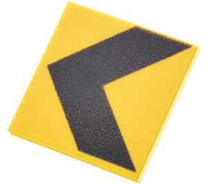 LEGO Yellow Roadsign Clip-on 2 x 2 Square with Black Chevron Sticker with Open 'U' Clip (15210)