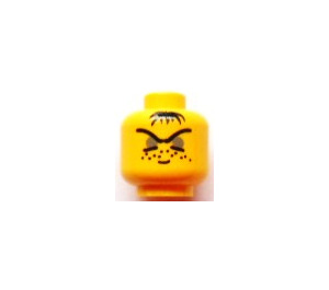 LEGO Yellow Robber Head with Closed Gray Eyes (Safety Stud) (3626)