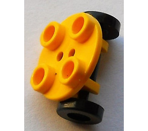 LEGO Yellow Round Plate 2 x 2 with Black Wheels