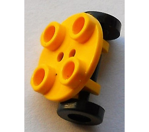 LEGO Giallo Round Plate 2 x 2 with Black Wheels