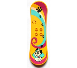 LEGO Yellow Scala Skateboard with Dog and Paws Pattern (33285)