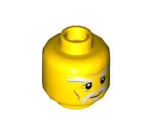 LEGO Gul Sensei Wu - Brungul och gold robes Minifigur Huvud (Infälld solid knopp) (3626 / 20619)