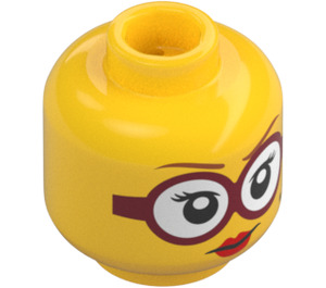 LEGO Yellow Shirley Keeper Plain Head With Dark Red Glasses (Recessed Solid Stud) (3626 / 73965)