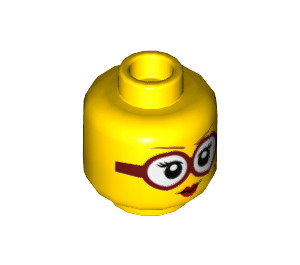 LEGO Yellow Shirley Keeper Plain Head With Dark Red Glasses (Recessed Solid Stud) (3626 / 73965)