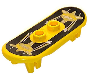 LEGO Yellow Skateboard with Four Wheel Clips with Silver Decoration Sticker (42511)