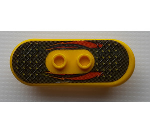 LEGO Yellow Skateboard with Four Wheel Clips with Tear Plate and Red Stripes Sticker (42511)