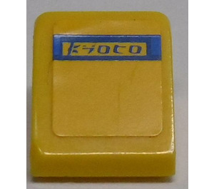 LEGO Yellow Slope 1 x 1 (31°) with Blue 'KYOTO' on Yellow Background, Blue Stripe Sticker (50746)