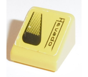 LEGO Yellow Slope 1 x 1 (31°) with 'Hevado', Air Inlet (Left) Sticker (35338)