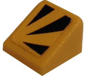 LEGO Geel Helling 1 x 1 (31°) met Triangle Sunburst (Links) Sticker (50746)