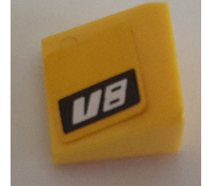 LEGO Yellow Slope 1 x 1 (31°) with V8 Left Sticker (50746)