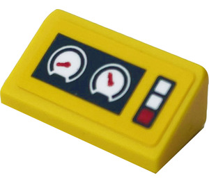 LEGO Yellow Slope 1 x 2 (31°) with Gauges Sticker (85984)