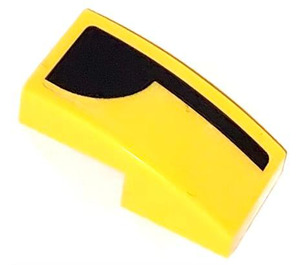 LEGO Yellow Slope 1 x 2 Curved with Black Decor left  Sticker (11477)