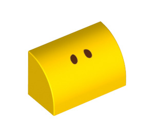 LEGO Jaune Pente 1 x 2 Incurvé avec Nustril dots (37352 / 95082)