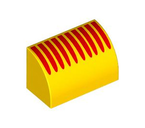 LEGO Yellow Slope 1 x 2 Curved with Red Lines (37352 / 102471)