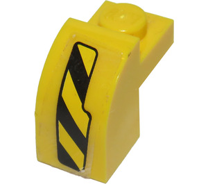 LEGO Yellow Slope 1 x 2 x 1.3 Curved with Plate with Black and Yellow Danger Stripes (Left) Sticker (6091)