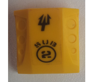 LEGO Yellow Slope 1 x 2 x 2 Curved with Dimples with 'SUB 2' Sticker (44675)