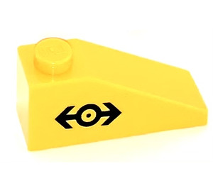 LEGO Yellow Slope 1 x 3 (25°) with Black Arrows and Circle (Right) Sticker (4286)