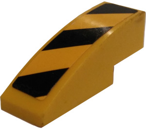 LEGO Yellow Slope 1 x 3 Curved with Danger Stripes (Right) Sticker (50950)