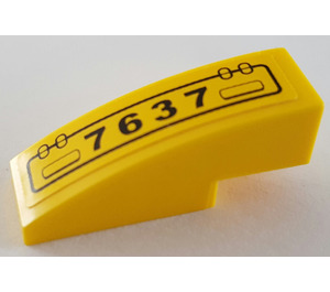 LEGO Yellow Slope 1 x 3 Curved with Hatch and '7637' Sticker (50950)
