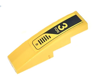 LEGO Yellow Slope 1 x 4 Curved with '3 TON' and Metal Vents Pattern Left Sticker (11153)