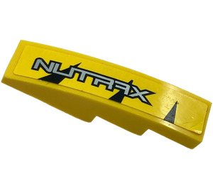 LEGO Gul Skråning 1 x 4 Buet med "NUTRAX" (Høyre) Klistremerke (11153)