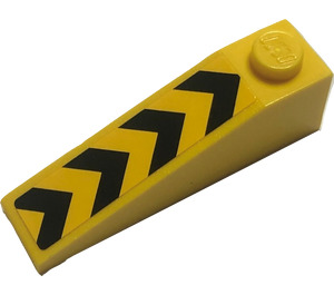 LEGO Yellow Slope 1 x 4 x 1 (18°) with Black Chevrons Sticker (60477)