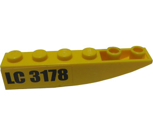 LEGO Yellow Slope 1 x 6 Curved Inverted with 'LC 3178' Sticker (41763)