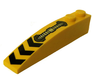 LEGO Giallo Pendenza 1 x 6 Curvo con Hydraulic Tubo e Chevrons (41762 / 42345)