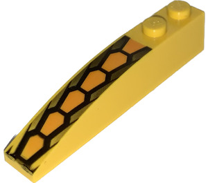 LEGO Yellow Slope 1 x 6 Curved with Repeating Hexagonal Scale Pattern (41762)