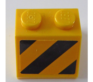 LEGO Geel Helling 2 x 2 (45°) met Zwart en Geel Strepen Danger - Links Kant Sticker (3039)