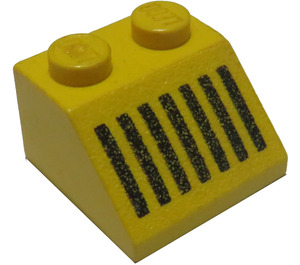 LEGO Gelb Steigung 2 x 2 (45°) mit Schwarz Gitter (60186 / 69607)