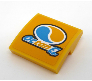 LEGO Gelb Steigung 2 x 2 Gebogen mit Blau und Gelb Logo Octan und 'Octan E' Aufkleber (15068)
