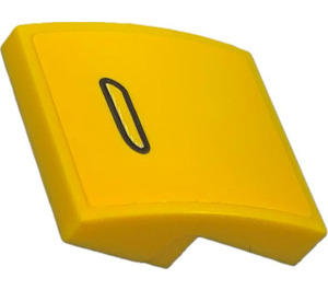 LEGO Giallo Pendenza 2 x 2 Curvo con Doorhandle Sinistra Adesivo (15068)