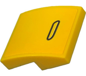 LEGO Yellow Slope 2 x 2 Curved with Doorhandle right Sticker (15068)