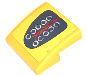 LEGO Jaune Pente 2 x 2 Incurvé avec Moteur avec rouge Wires Autocollant (15068)