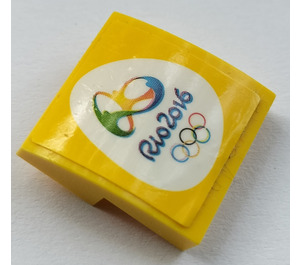 LEGO Yellow Slope 2 x 2 Curved with Rio 2016 Olympic Logo Sticker (15068)