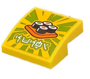 LEGO Yellow Slope 2 x 2 Curved with Sushi (Ninjago Language) Sticker (15068)