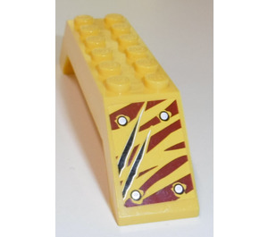 LEGO Yellow Slope 2 x 2 x 10 (45°) Double with Dark-Red Tiger Stripes, 2 Claw Scratch Marks (Left back) Sticker (30180)