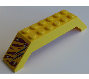LEGO Yellow Slope 2 x 2 x 10 (45°) Double with Dark-Red Tiger Stripes, 2 Claw Scratch Marks (Left front) Sticker (30180)