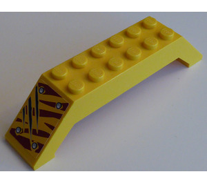 LEGO Yellow Slope 2 x 2 x 10 (45°) Double with Dark-Red Tiger Stripes, 2 Claw Scratch Marks (Right Front) Sticker (30180)